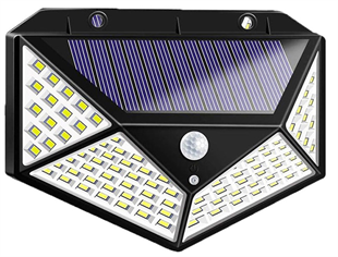 100 LED Solar PIR Hareket Sensörlü Su Geçirmez Duvar Lambası IP65