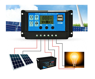 20A Dijital Solar Şarj Akü Kontrol Paneli Güneş Enerjisi USB