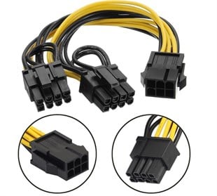 20-30-50cm 6 PIN Dişi - PCI-E (6+2) 8 PIN Erkek Power Kablo Çoklayıcı PSU Splitter